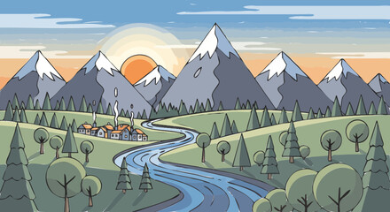 landscape with mountains view