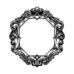 A vintage style illustration showing baroque border