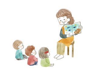 絵本の読み聞かせ-水彩