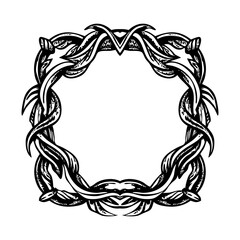 A vintage style illustration showing leaf frame