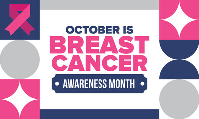 Breast Cancer Awareness Month. Pink october. Pink ribbon. Woman healthcare. Celebrate annual. Medic concept. Girl solidarity. Cancer prevention. Female disease. Poster, banner and background. Vector