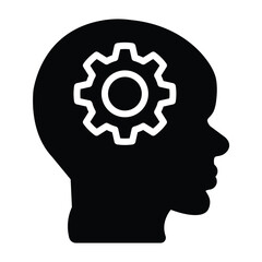 Engineering technological cogwheels placed in empty human head