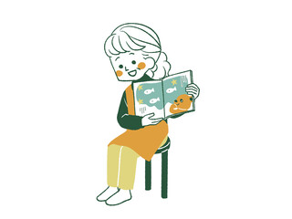 絵本の読み聞かせをしている女性