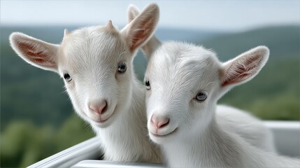 Playful baby goats countryside farm animal photography natural setting close-up adorable companionship