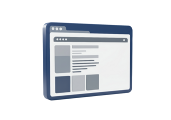 Isolated website window design, blue framed internet browser, digital template with layout