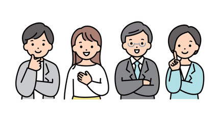 ひらめいた男女の会社員 上半身 人物