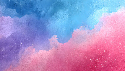 Obraz premium hand painted look gradient from pastel pink to sky bue, watercolor texture, fo background