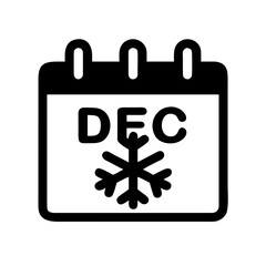 Calendar Icon Set – Snowflake December Holiday Winter Date Planner Vector Graphic Illustration