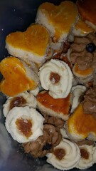 Love-shaped cookies that are very delicious and savory.Traditional Indonesian cookies. Love-shaped cookies that are very delicious and savory.