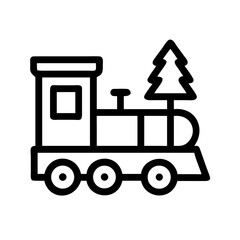 Christmas Train Icon Set &ndash; Minimal Festive Holiday Winter Toy Vector Graphic Illustration