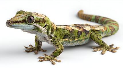 Obraz premium Strikingly detailed gecko showcases incredible camouflage and textured scales, perfect for nature and science themes.