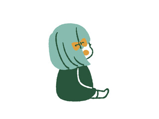 後ろを向いて座っている子ども