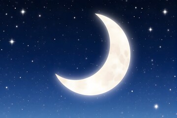 Naklejka premium crescent moon, night sky, stars, dark blue