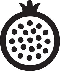 Stylized black silhouette of a pomegranate fruit
