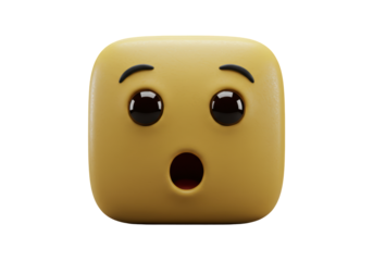 Isolated Yellow Emoji with Shocked Expression of Surprise and Disbelief Rendered in 3D