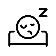 Sleep Icon – Bed and Moon Symbol, Nighttime Rest, Relaxation, and Healthy Sleep Vector Illustration
