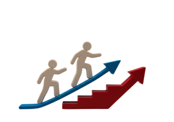 Isolated People Climbing Arrows to Reach Next Level of Success and Opportunity