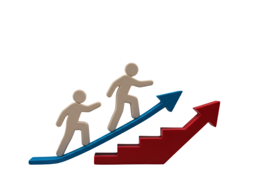 Isolated People Climbing Arrows to Reach Next Level of Success and Opportunity