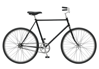 Isolated bicycle, minimal black frame, classic commuter bike, perfect for urban travel