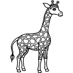 Naklejka premium Elegant giraffe wild animal coloring page line art style vector design