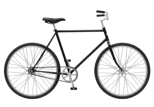 Isolated bicycle, minimal black frame, classic commuter bike, perfect for urban travel