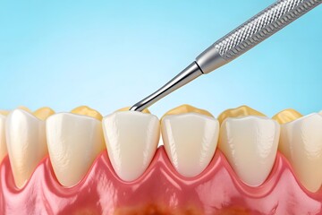 Dental scaler tool cleaning human teeth and gums image