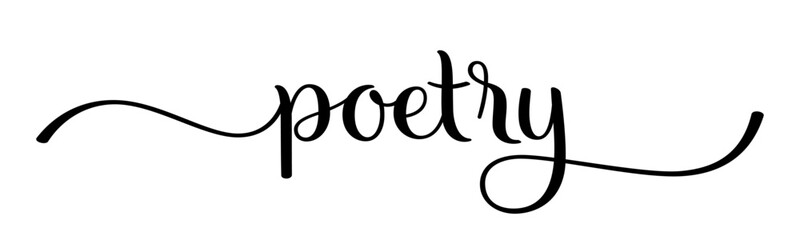 POETRY black vector brush calligraphy banner with swashes