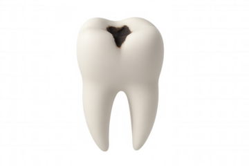 3d rendering of a decaying tooth with transparent background, perfect for dental health and hygiene-related projects