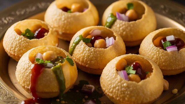 Indian pani puri street food plate