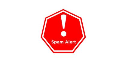 Spam alert button red warning sign vector