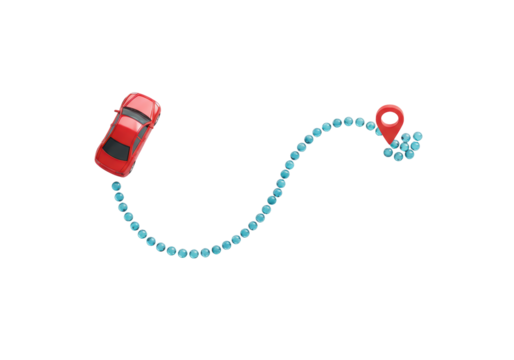 Isolated Journey destination car route, vacation trip with marker pointer and beads line