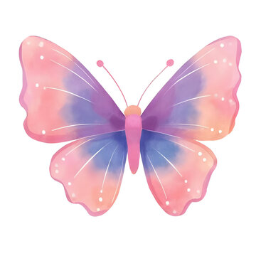 a beautiful colorful watercolor buttefly isolated on a transparent background