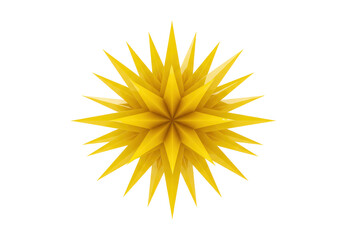 Isolated Yellow 3D Star or Burst with Pointed Shapes, Geometric Shape for Decoration, Ornaments