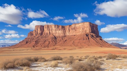 Naklejka premium Red rock mesa under a vibrant sky