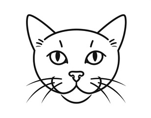 Obraz premium Simple black line drawing of a cat's head (1)
