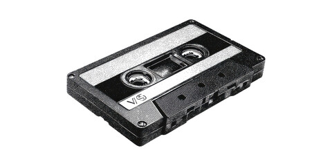 Obraz premium Vintage Audio Cassette Tape Illustration. Retro Music Media And Nostalgia Concept Isolated On Transparent Background