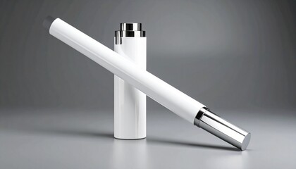Sleek Electronic Cigarette: A studio shot showcases the design of a modern electronic cigarette and its accessory.