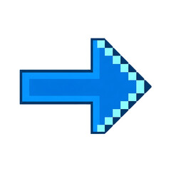 Obraz premium Retro pixelated blue arrow icon pointing right symbol computer cursor digital art isolated on transparent background