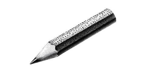 Pointillism Pencil Illustration. Artistic Dot Technique For Creative Design Concepts Isolated On Transparent Background