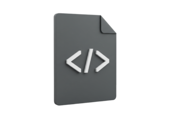 Isolated Coding File 3D Render, Application, or Software Development in Dark Gray