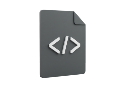 Isolated Coding File 3D Render, Application, or Software Development in Dark Gray