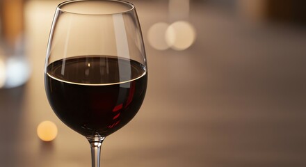 Red wine in glass on table