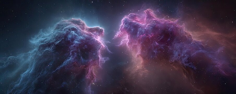 Eternal love shared by cosmic souls concept. Stunning cosmic clouds illuminated in vibrant colors.