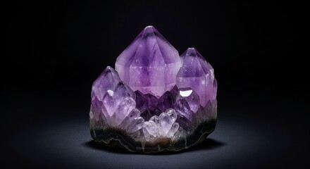 Amethyst Crystal Cluster on Dark Surface