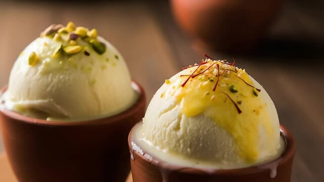 Indian kulfi dessert saffron pistachio ice cream sweet treat
