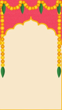 indian festival vertical frame with floral decoration blank background animation