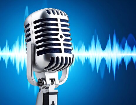 Retro microphone with sound waves