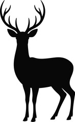 Obraz premium Majestic stag silhouette with large antlers deer black