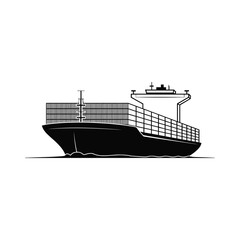 Obraz premium Modern cargo ship silhouette nautical transportation freight shipping maritime industry concept