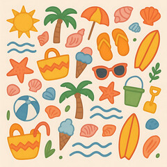 Obraz premium seamless pattern with summer beach vacation